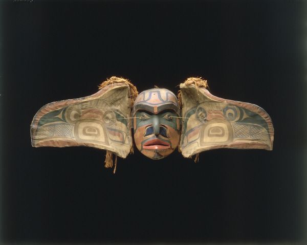<p>164 - Transformation mask. Kwakwaka’wakw, Northwest coast of Canada. Late 19th century C.E. Wood, paint, and string.</p>