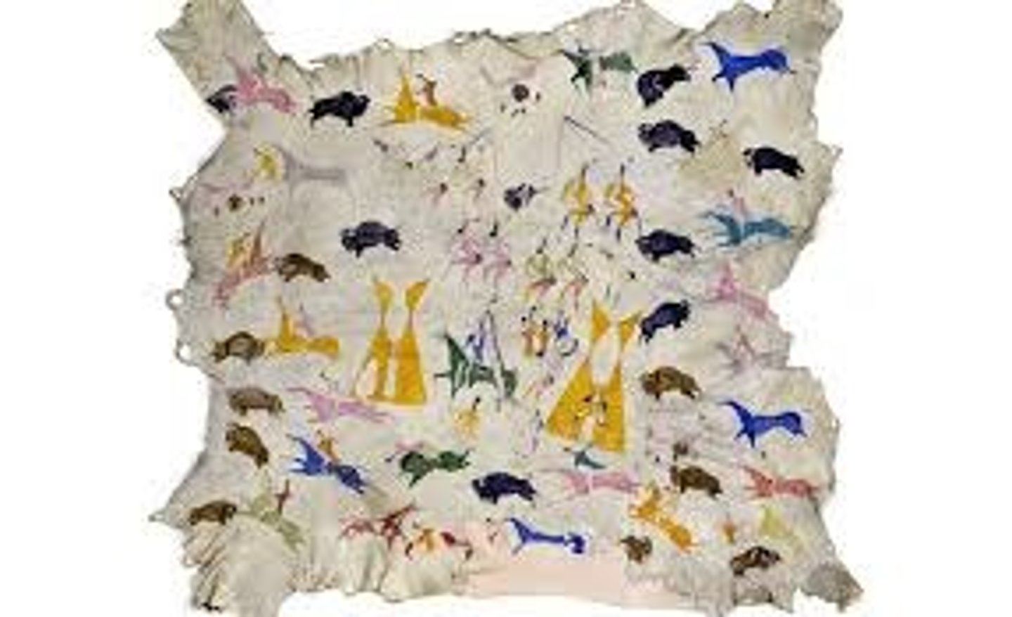 <p><b>Designation</b>: Brooklyn Museum, NY<br><br><b>Artist/Culture</b>: Attributed to Cotsiogo (Cadzi Cody), Eastern Shoshone, Wind River Reservation, Wyoming<br><br><b>Date of Creation</b>: c. 1890 - 1900 C.E.<br><br><b>Materials</b>: Painted Elk Hide, 81" x 78"</p>