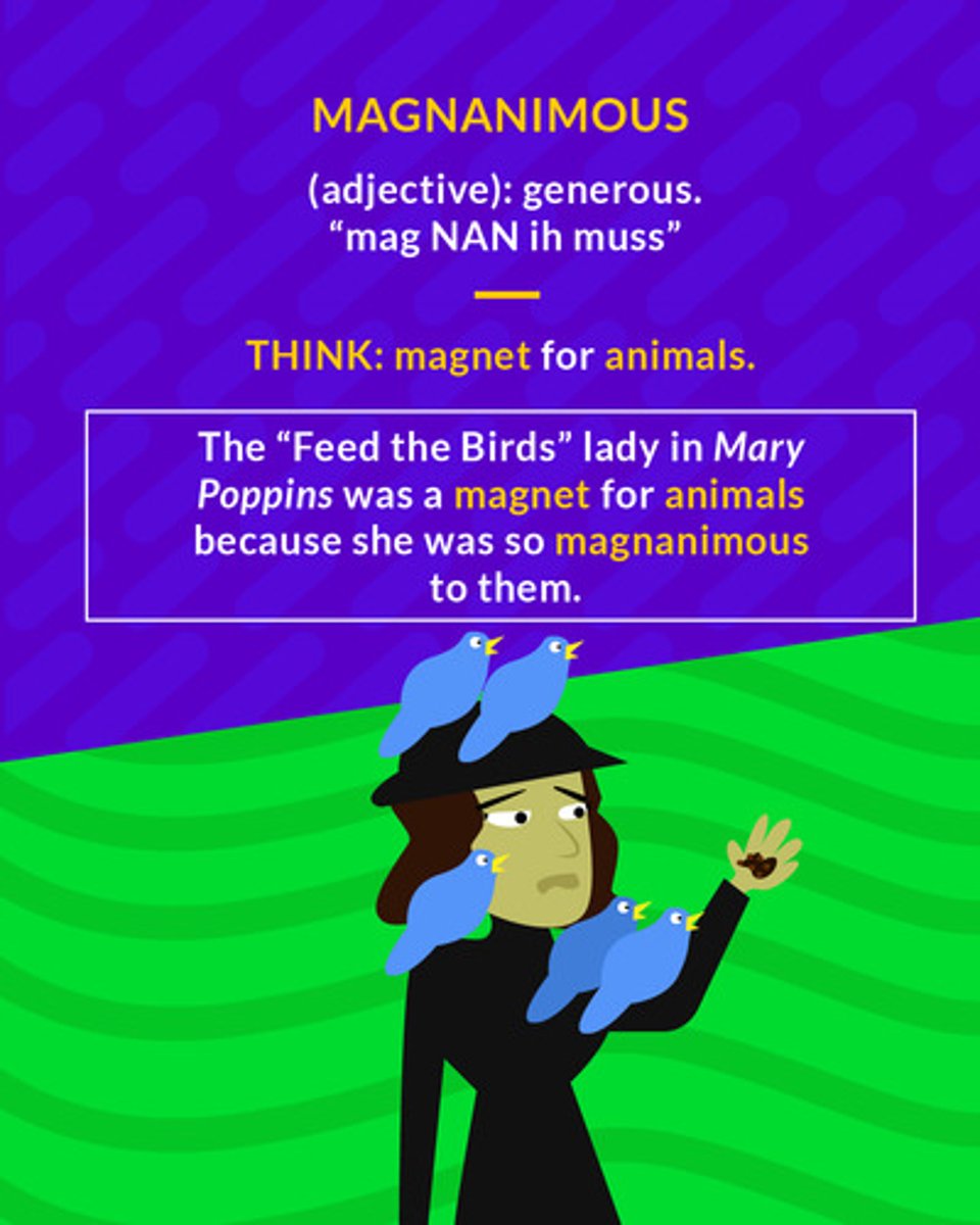 <p>(adj.) generous</p>