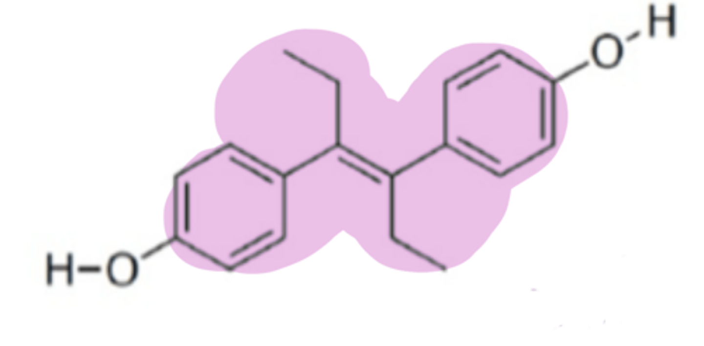 <p>What drug is this that is missing the 4 ring nucleus and is therefore nonsteroidal?</p>