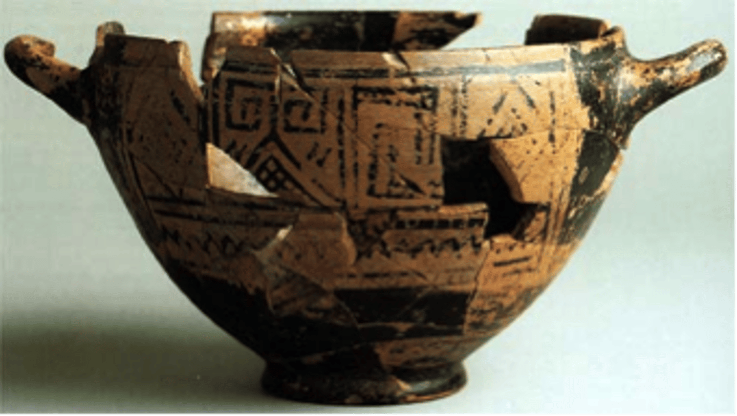 <p>Who: The cup is associated with Nestor, a figure from Greek epic poetry12.</p><p>Nestor's Cup was made in Rhodes in the eighth century BC1. The cup was decorated in the Geometric style1. The inscription on the cup was added after its manufacture</p><p>What: Nestor's Cup is an "orientalized" clay drinking cup, also known as a kotyle31.</p><p>Where: The cup was found on the island of Ischia in Italy, in the region known as Magna Graecia31.</p><p>Original Findspot: The original findspot is Lacco Ameno, the ancient trading market site of Pithekoussai in Magna Graecia, on Ischia, an island in the Gulf of Naples (Italy)1.</p><p>When: The cup dates to the Geometric Period, around 750-700 B.C31.</p><p>Why it's interesting and important: Nestor's Cup is significant because it bears a three-line inscription, which is one of the earliest surviving examples of writing in the Greek alphabet12. The inscription appears to make an allusion to Homeric poetry, particularly the Iliad3</p><p>Translated, it reads: "I am Nestor's cup, good to drink from. Whoever drinks this cup empty, straightaway Desire for beautiful-crowned Aphrodite will seize him."3 This inscription has led to many interpretations and discussions among scholars3.</p>