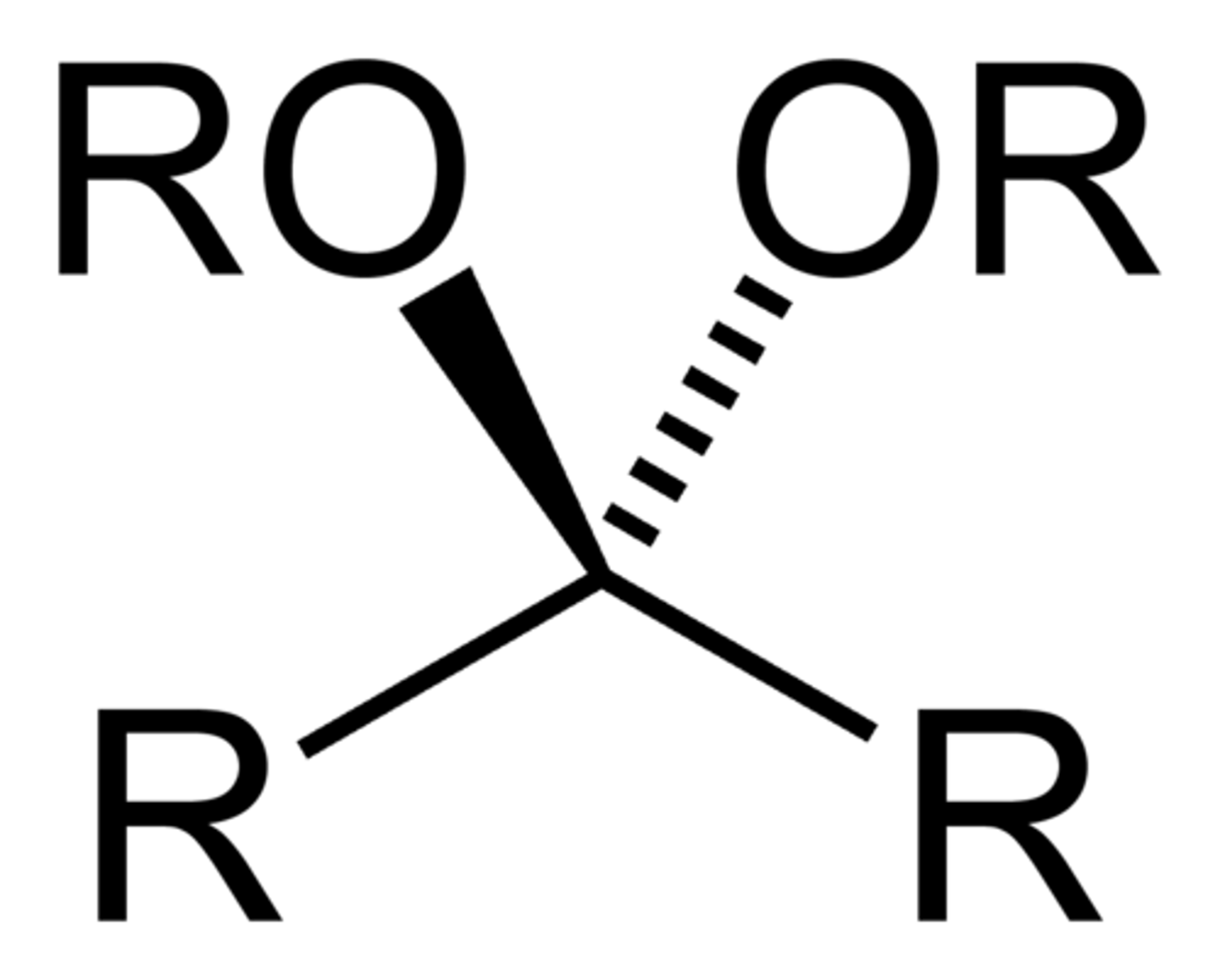 <p>a secondary carbon with two -OR groups</p>