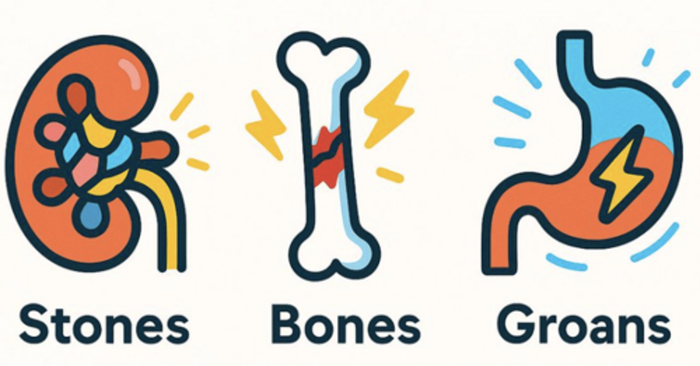 <p>stones, bones, and abdominal groans</p>