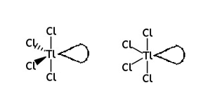 <p>• a diagram of the TlCl4 3‒ ion including one lone pair of electrons on Tl </p><p>• an estimated bond angle of ≤ 120º shown between the two equatorial Cls </p><p>• at least one estimated bond angle of ≤ 90º shown between two Cl (an axial and an equatorial Cl) </p>