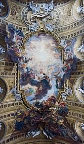 <p>II Gesu and Triumph in the Name of Jesus; Rome, Italy</p><p>Renaissance: No transept — too expensive. lots of circles and sqauares. Apse and domes — engaged corinthean columns, pediments and rounded arches</p><p>Giacomo de Vignola; archicect, 16th c Giocomo della Porta; architect of facade (1568-84)<br>Giovanni Batista Gauii; fresco &amp; stucco (1676=79) — marble, brick, fresco, stucco</p><p>Stucco: fine plaster used for coating surfaces with designs — easy to use</p><p>Created in response to the Protestant Reformation — counter reformation: Church of the Jesuits, Church Triumphant</p><p>The border between the Renaissance and Baroque — Barrel vaulting, fluted columns, domes, pilasters. Interior paintings 100 years later — Boroque</p><p>6 rooms dignified with different purposes</p><p>Super detailed painting, use of fake shadows — Boroque </p>