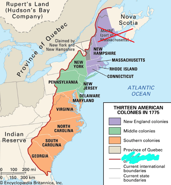 <p>The invisible boundary that separated the land the colonists could settle in from the land they were prohibited from settling in.</p>