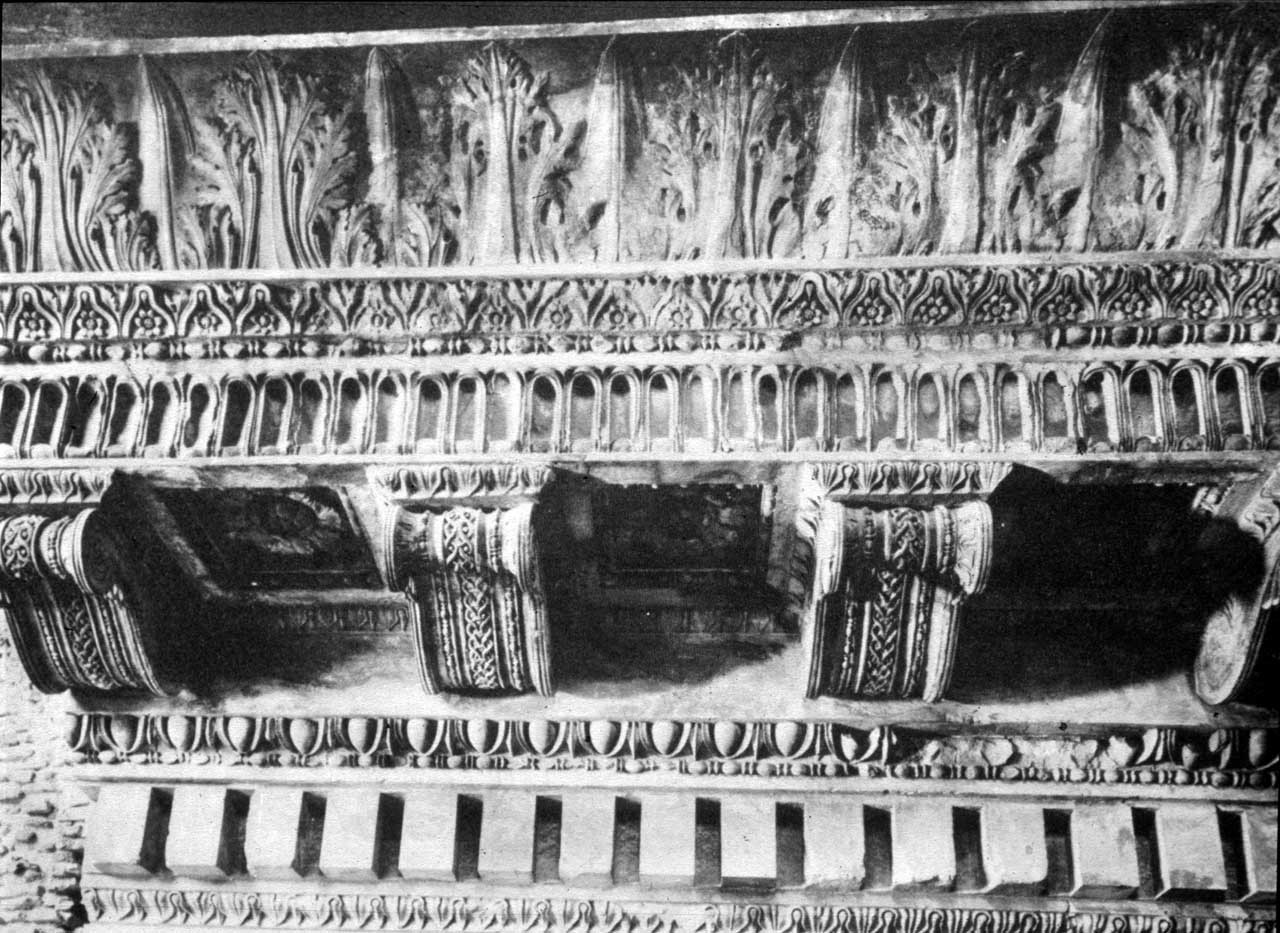 \- Cornice from the Temple of Concord

\- 10 BCE

\- Rome

\- Cornice piece which contains modillion and dentil decorations from a temple

\- Example of elaborate detail put into temple architecture; one of the only surviving pieces of the temple

\- Augustan architecture