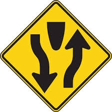 <p>which of these signs is used to show the end of a divided highway?</p>