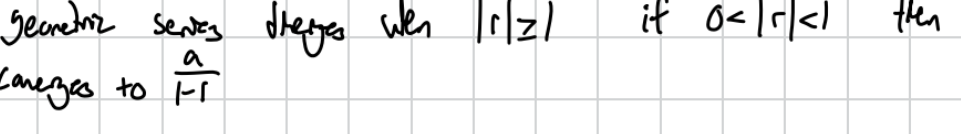 <p>Geometric series is ar^n with a being the initial term after pluggin in n=0</p>
