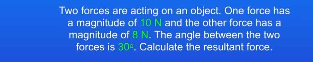 <p>How do you work out this resultant force </p>