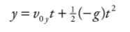 <p>y = voy t + 0.5(-g)t²</p><p>voy = v sin theta</p>