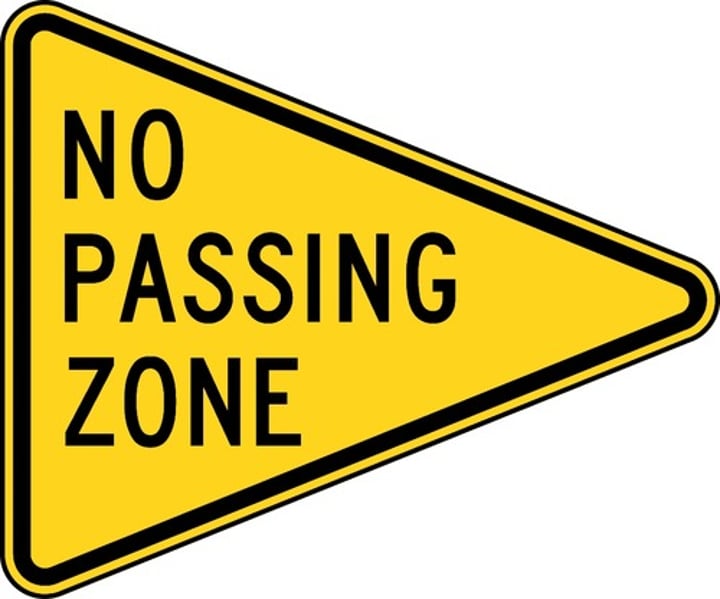 <p>Beginning of no passing zone.</p>