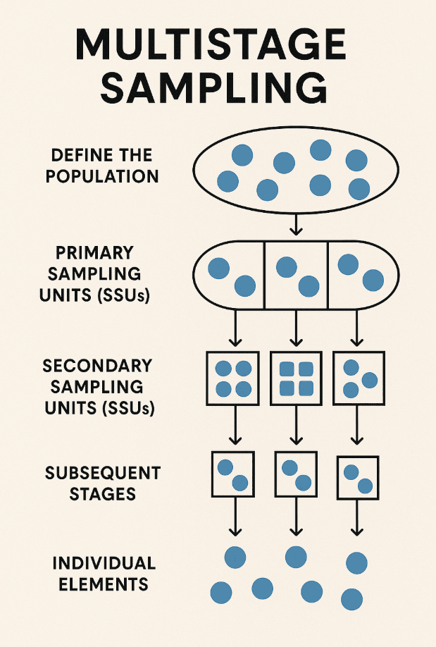 <p>Successive sampling of clusters within clusters until reaching the final sampling units.</p>