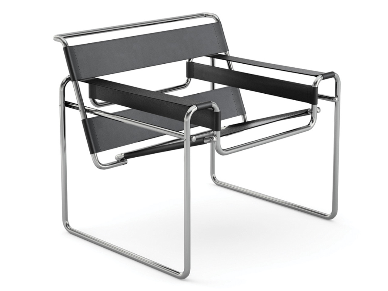 <p>Marcel Breuer:</p><ul><li><p>B33 Chair</p></li><li><p>Wassily Lounge Chair (In the definition picture)</p></li></ul><p>They reinforce the idea of <strong>functionality</strong>, an <mark data-color="yellow">ornament-free</mark>, “machine aesthetic,” approach. His designs were inspired by <strong>Alvar Aalto</strong> (In the picture) and other designers with similar bent plywood furniture. </p>