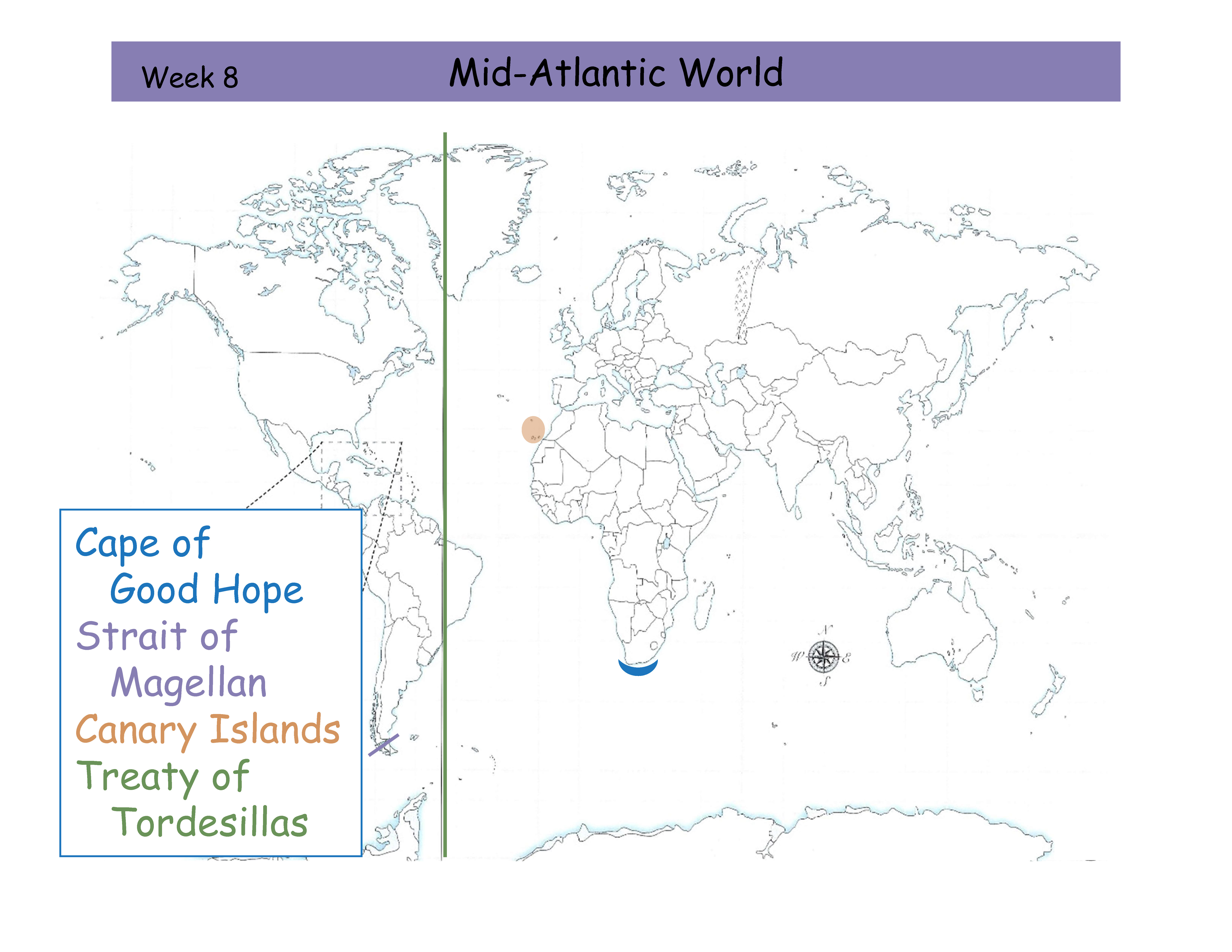 <p><mark data-color="#f3ba4d" style="background-color: rgb(243, 186, 77); color: inherit;">Canary Islands.</mark> Orange outline. Off the coast of West Africa.</p>