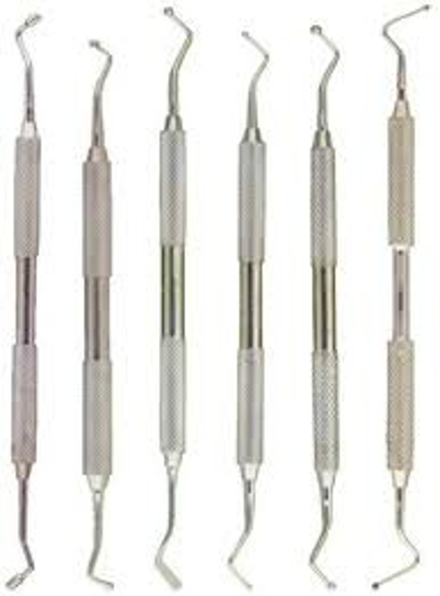 <p>used to locate and remove stains, plaque and bacterial debris</p>