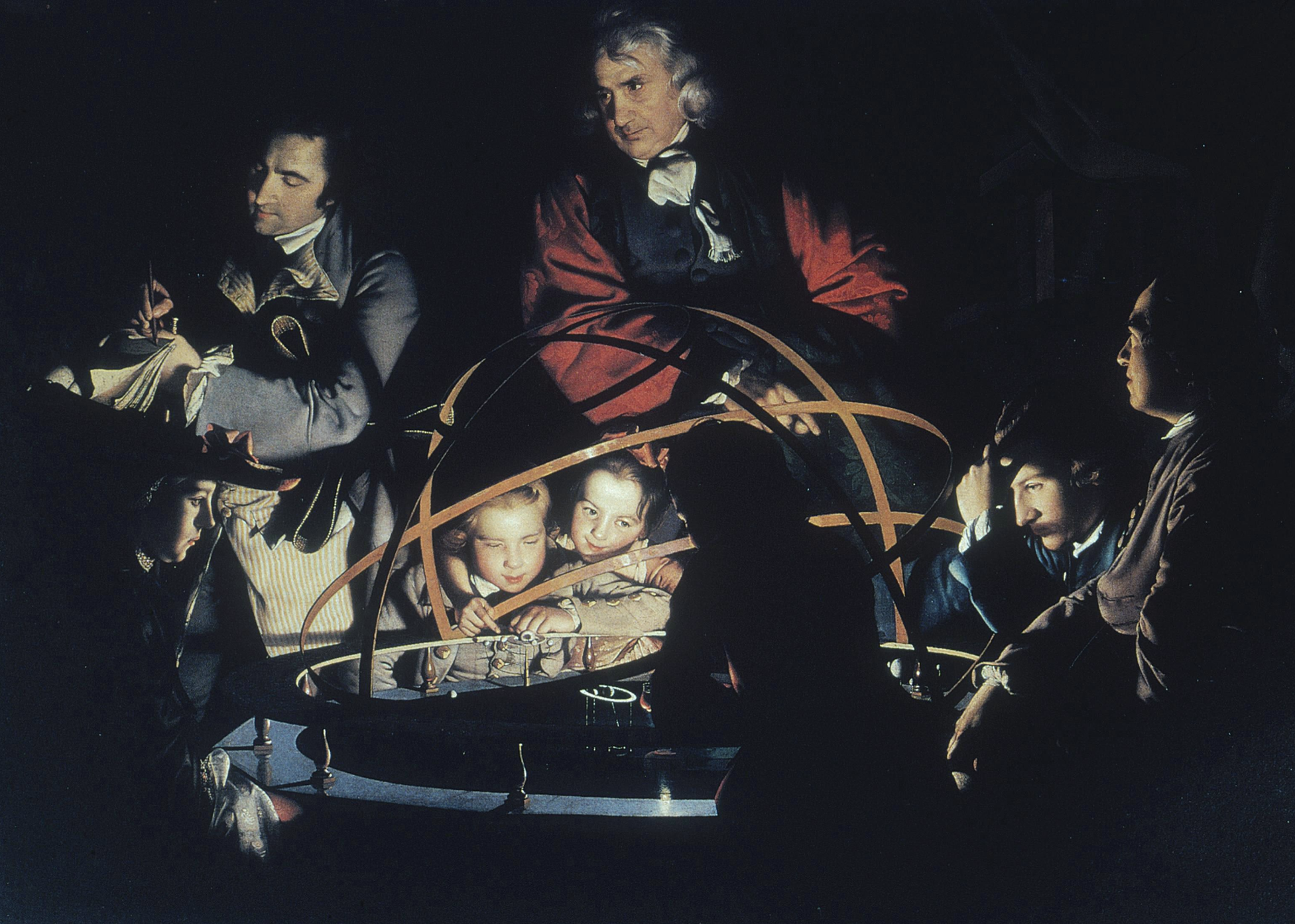 <p>During this period, the English were the earliest country to experience the innovations of the industrial revolution. Very large oil painting with rich contrasts and shades, likely painted on speculation. ____ is meant to be a model of our solar system with the lamp in the middle hidden by a figure in the front. Figure in red gives the lecture, writing figure is a cartographer. Most of the figures are meant to be average people. Figures loom out of the darkness, there is almost no background. Inspiration comes from Caravaggio’s style. Has a similar light to the Conversion of Saint Paul but instead of a religious revelation, these people are having a scientific revelation. Highlights how important and popular these lectures were at the time. Lots of social mobility: the man in red used to be a clock maker but now he’s a powerful engineer. </p>