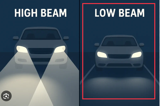 <p>Use <strong>low beams</strong> only.</p>