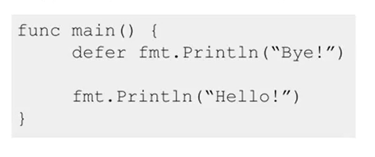 <ul><li><p>A deferred function is one that is executed after the wrapping function is executed.</p></li><li><p>Typically used for cleanup purposes.</p></li><li><p>Implemented using the defer keyword placed in front of the call.</p></li></ul><p></p>