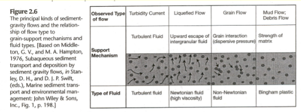 <p>4 types. Based on support mechanism clasts during sediment flow</p>
