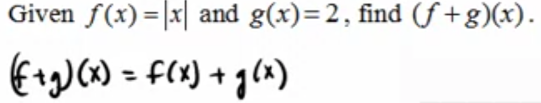 <p>What is f(x) + g(x) in this problem?</p>