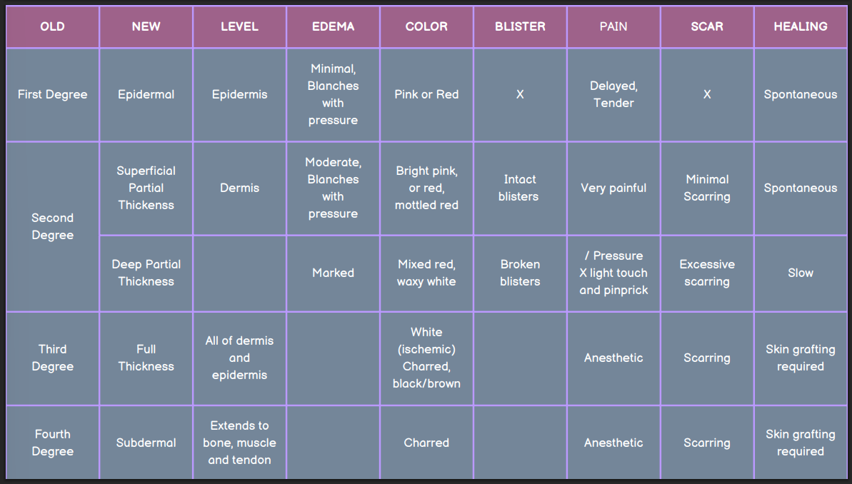 <p>In third and fourth degree burns.</p>