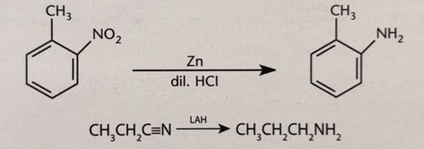 <p>Converts nitro compounds to amines using hydrogen.</p>
