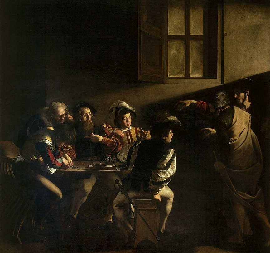 <p>This artwork is from the Baroque period in Europe where the catholic church was going against the protestant reformation with its  counter-reformation. This artwork has tenebrism with a lot of deep shadows with just one light source to highlight St.Matthew. </p>