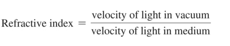 <p>While refraction is the phenomenon of light bending, the refractive index is the numerical value that quantifies this behavior for a specific material.</p><p>The refractive index (n) represents the ratio of the speed of light in a vacuum to its speed in the material. <strong>Higher</strong> refractive indices indicate that light travels <strong>more slowly</strong> through the material and <strong>bends more dramatically.</strong></p><p>Temperature Dependence and Wavelength Dependence </p>