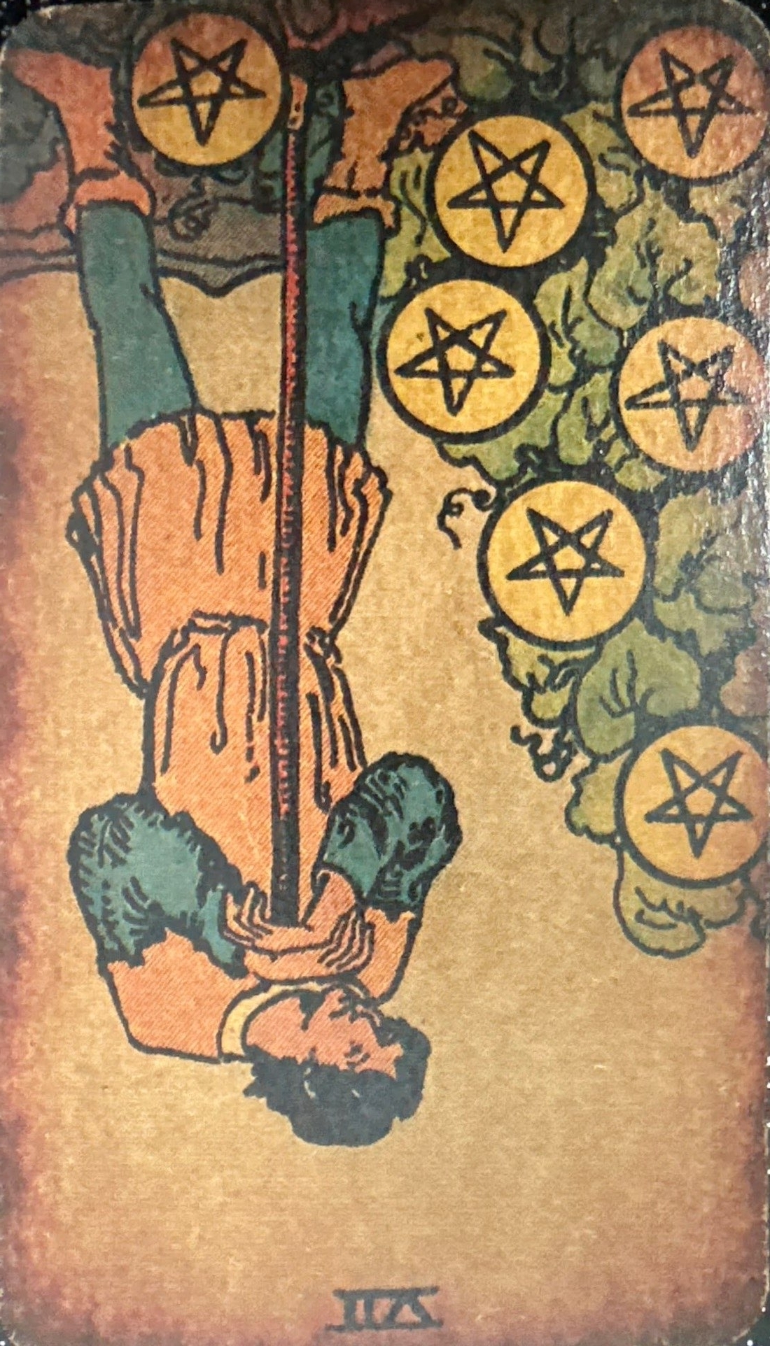 <p>VII - Seven of Pentacles (Reversed)</p>