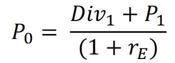 <p>A valuation method that calculates the present value of a stock based on the expected dividend payment in one year, discounted back to the present using a required rate of return. </p>