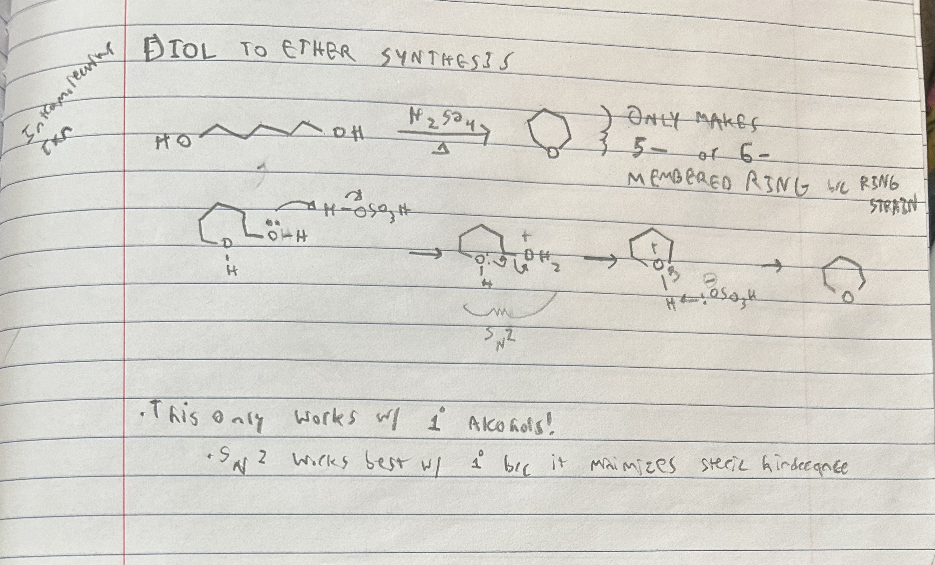 <p>Must for a 5-6 membered ring. Primary alcohols. </p>