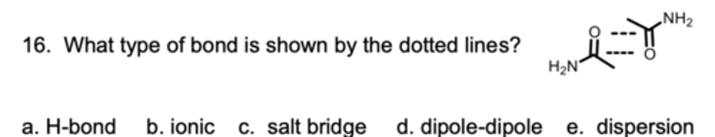 <p>What type of bond is shown by the dotted lines?</p>