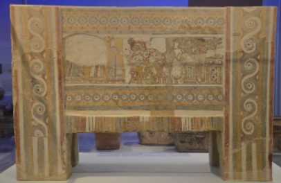 <p><span style="background-color: transparent; font-family: "EB Garamond", serif;"><span>More evidence of the ritual function of the bull, we see the bull strapped on the table : Egyptian style fresco. Again emphasis on the significance of bull, represents some power, communal act and gift to the dead</span></span></p>