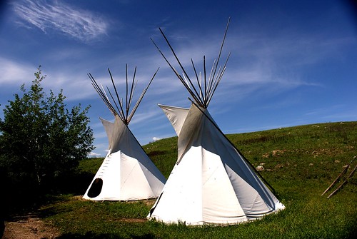 <p>Portable Indian Shelter made of animal skins upon wooden poles</p>