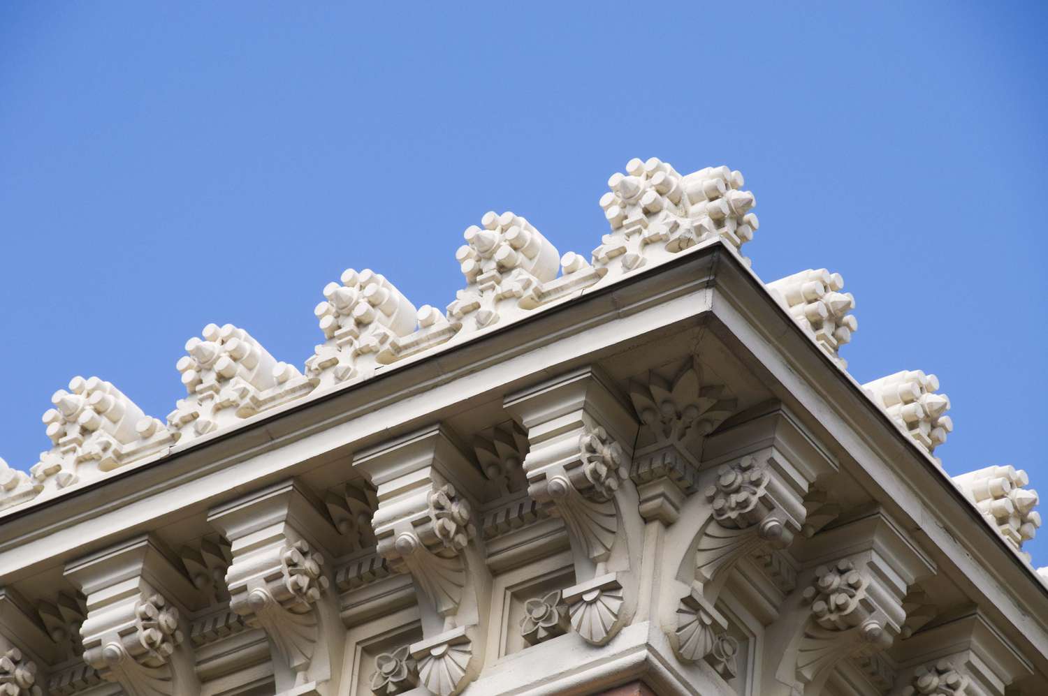 <p>overhang of temple roof</p>