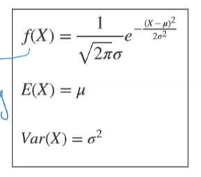 continous RV 

expectation μ, standard deviation σ