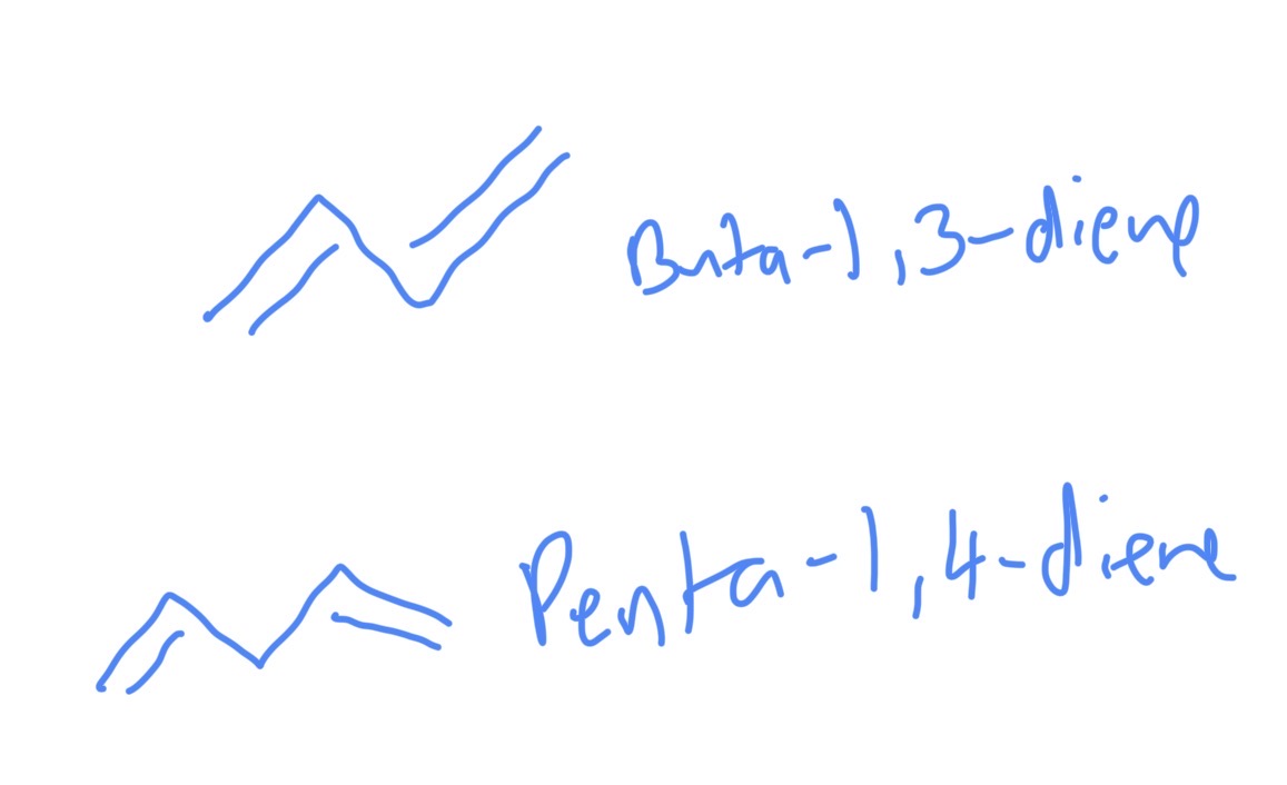 <p><span>diene is an alkene with two C=C bonds in the main carbon chain</span></p>