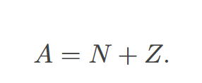 <p><span><span>number of nucleons in a nucleus</span></span></p>