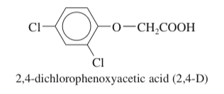 <p>(17.63) <span>The most common selective herbicide for killing broadleaf weeds is 2,4-dichlorophenoxyacetic acid (2,4-D). Show how you would synthesize 2,4-D from benzene, chloroacetic acid (ClCH2COOH), and any necessary reagents and solvents.</span></p>