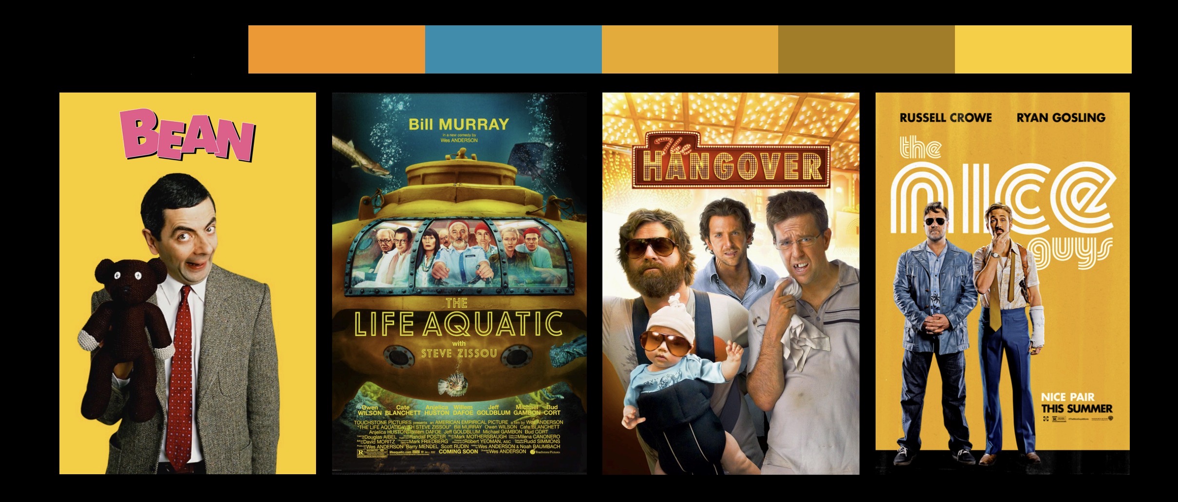 <p>Orange, yellow, blue</p>