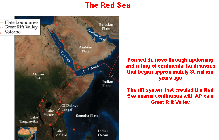 <p>great rift valley was cutoff by rising landmasses</p>
