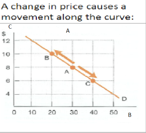 <p>Label the demand diagram showing a change in price</p>