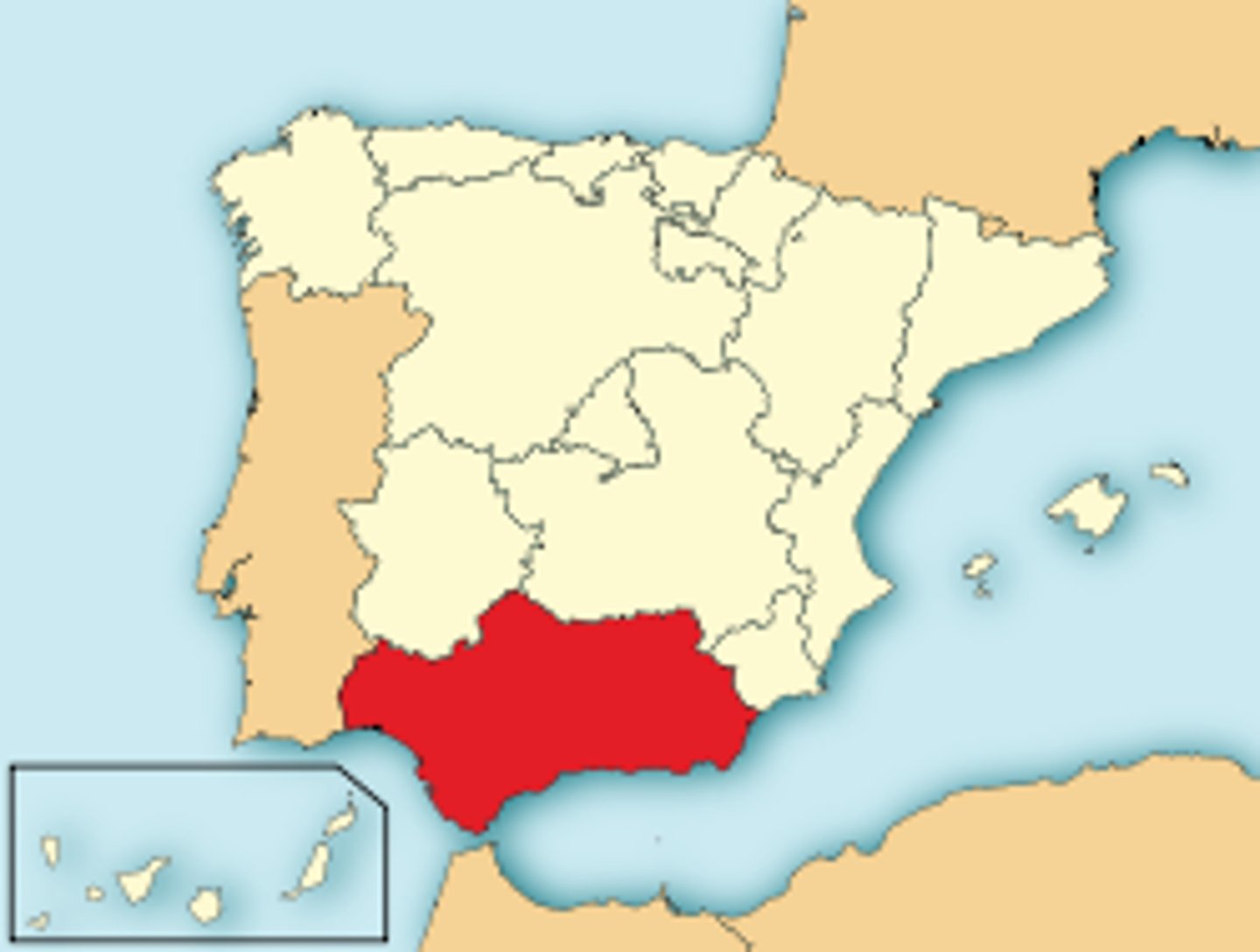 <p>Southern region of Spain - famous for its architecture, food, flamenco dance,</p><p>bullfighting, and Semana Santa (Holy Week) processions.</p>