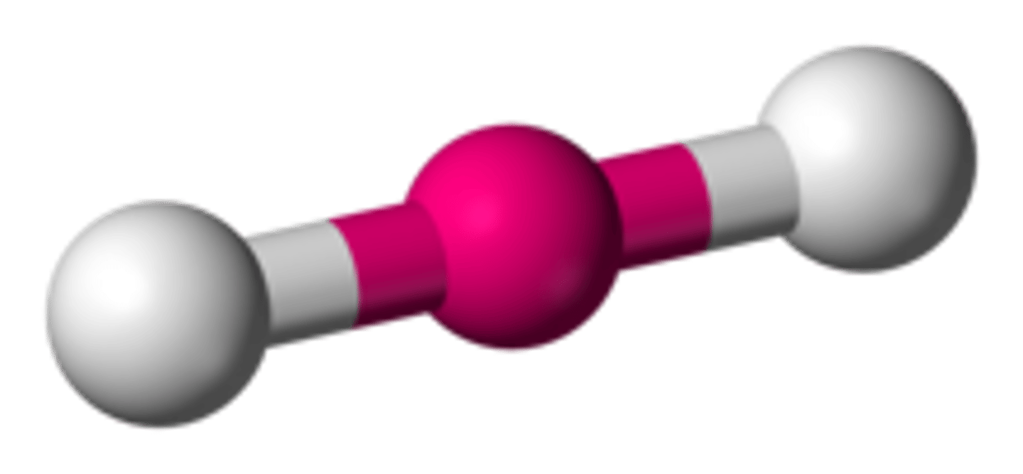 <p>2 bonded pairs<br>0 lone pairs<br>bond angle= 180*</p>