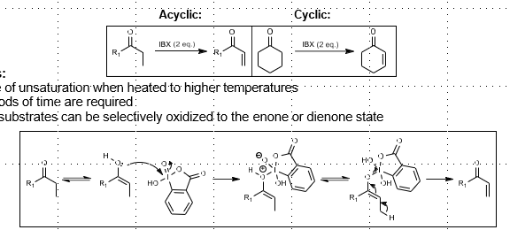 <p>Ketone to alpha-beta unsaturated ketone</p>