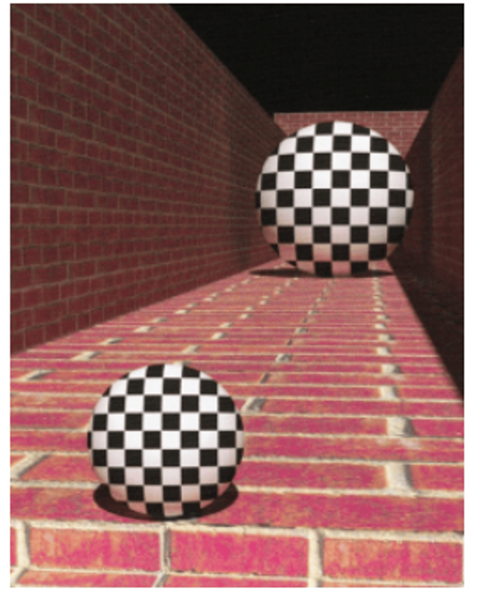 <p>pictorial depth cue where densely packed object produce smaller retinal image sizes and are perceived as more distant. Ie) distant bricks appear more densely packed than bricks in the foreground</p>