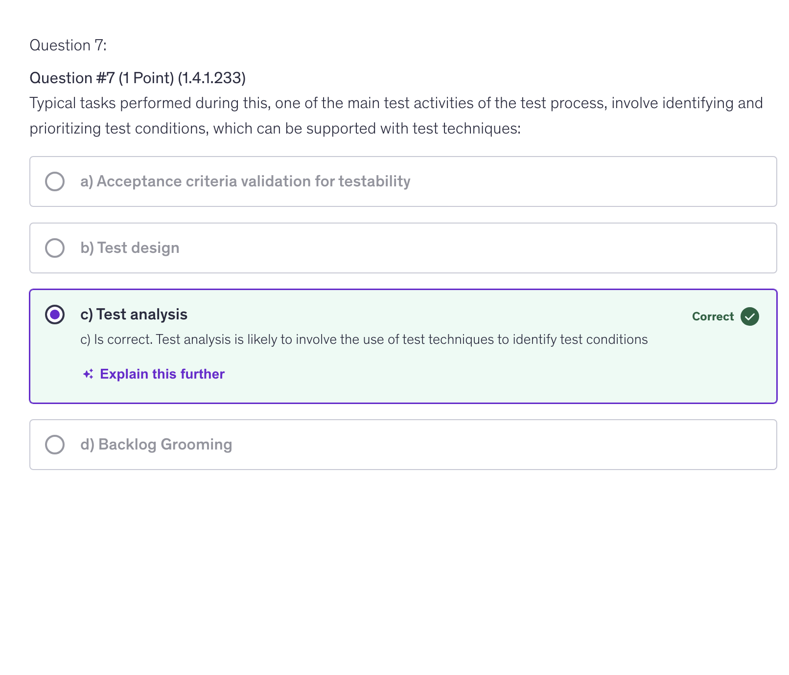 <p>c) Test Analysis</p>