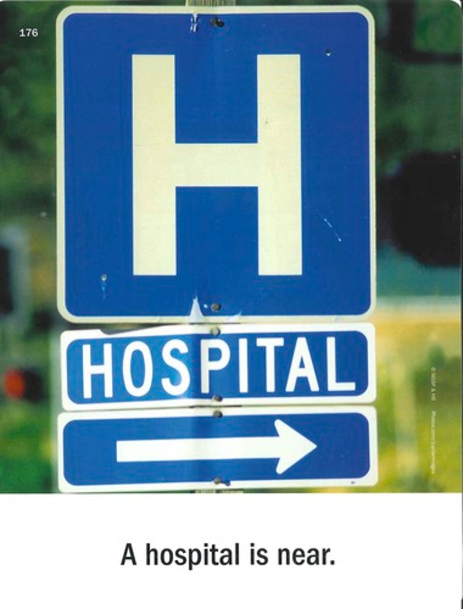 <p>B. Hospital ahead to the right.</p>