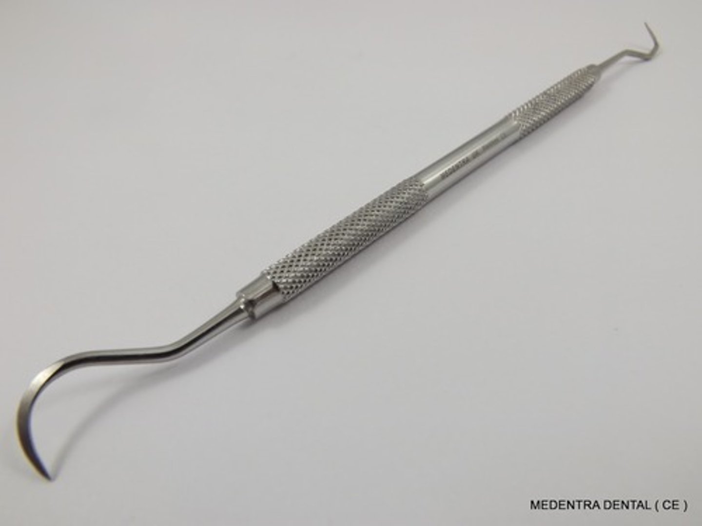 <p>used to scrape (plaque, calculus, cement), use the side not the tip</p>